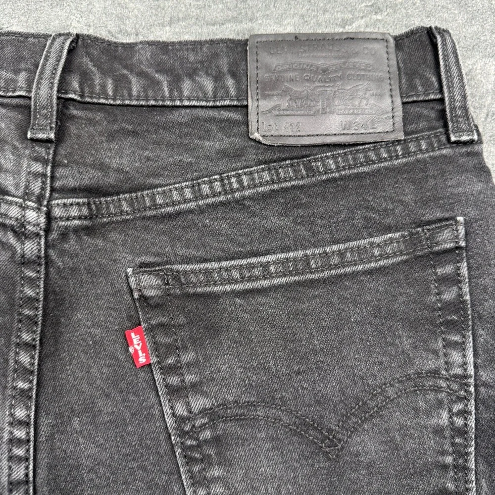 Levis Premium Denim Shorts Mens W34 Black Frayed Hem Cutoff Excellent